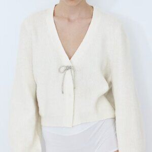 H&M Rhinestone-Bow Cardigan